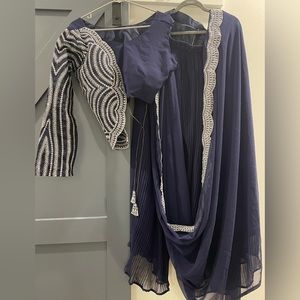 Indian tradition wear, modern plazo, saree style with blouse, one side sleeve.